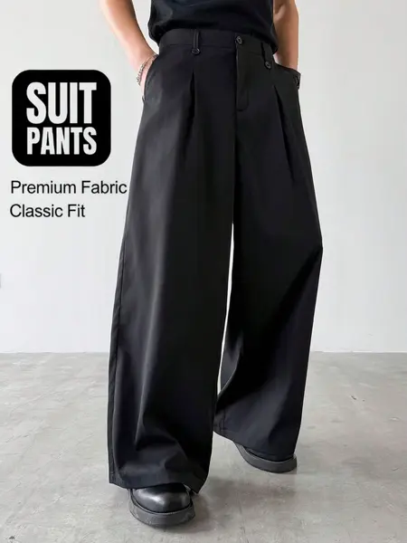 Relaxed-Fit Drapey Wide-Leg Pants with Tailored Waist Details – A Contemporary Fashion Essential