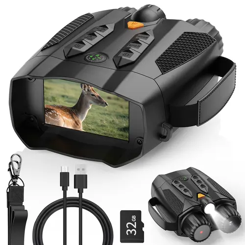 MINENER Enhanced Night Vision Digital Binoculars - 3'' IPS Screen, 10X Zoom, 3W Fill Light, 5W Infrared View, Built-in Compass, 5000mAh Rechargeable Battery, Easy Navigation, Extended Use, Outdoor Hunting Gear, Field Observation Camping Essential