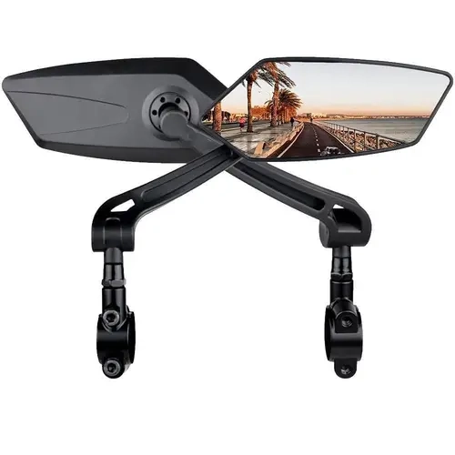 2-Piece 360° Rotatable Bike Handlebar Mirrors, 5.9in Length 2.4in Width Scratch-Resistant ABS+Glass, Ebike Accessories for Electric Bikes & Scooters