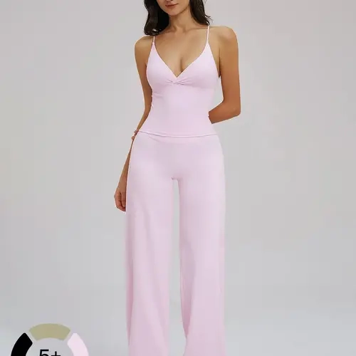 Brushed Sportswear Set, Casual Wide-Leg Backless Two-Piece Outfit, Comfortable and Stylish Activewear Clothing Set for Cycling, Running and Yoga, Sports Activewear Set, Fitness Outfits