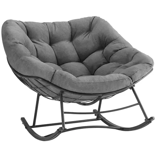 Sweetcrispy Durable Armless Oversized Egg Lounge Chair with Cushion - 450 lbs Max Capacity All-Weather Glider, Outdoor Rocker, Garden Seat, Ergonomic Patio Furniture for Modern Home Decor, Adult Gifts