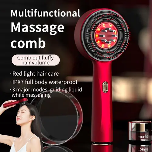 All-in-1 Cordless Electric Hair Massage Comb - 3 Customizable Modes 3-Mode Scalp Care, 360° Kneading Massage, Refreshing ASMR Head Massager, Compact Travel-Friendly Vibrating Device for Essential Oils, Hands-Free Scalp Rub