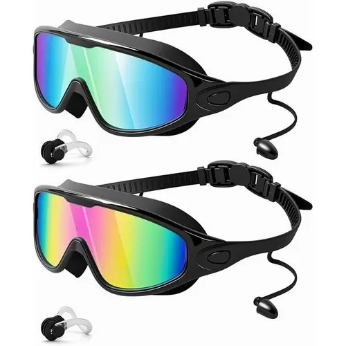 [Buy 1 Get 1 Free] Unisex Adjustable Durable Swim Goggles Set, Premium Silicone Leakproof Swimming Glasses, 180-Degree Wide View, Anti-Fog Lens, UV-Safe Vision, Pool & Outdoor Swimming Goggles for Adults