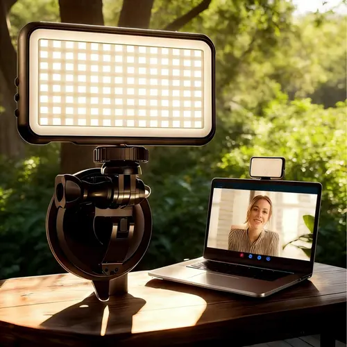 Portable Laptop Fill Light with Suction Cup, Dual Color Temperature & USB Powered, for Video Conference, Remote Work, Online Class, Live Streaming