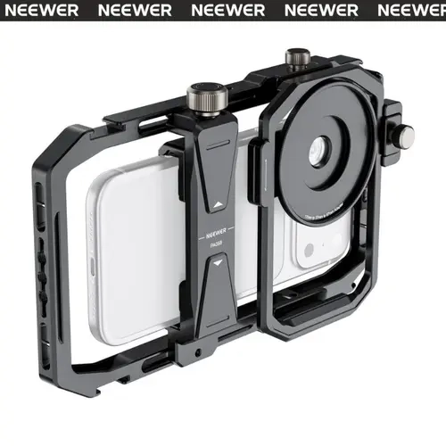 NEEWER PA058 Universal Aluminum Alloy Adjustable Phone Cage - Detachable Holder Smartphone Video Rig with 1/4" Threads, Cold Shoe Mounts, Gimbal, Lens Mount, Mic & Light Ready, Grip, Universal Fit for Content Creators (TikTok Shop Back to School)