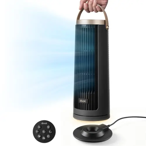 LEVOIT New Arrival Windi Tower Fan, Portable, Up to 20H Runtime, 5 Speeds + Turbo, 0–90° Oscillation, 20dB Quiet DC Motor, 23 ft/s Airflow, Night Light, Foldable Charging Base, Timer 2/4/8/12H, Cooling Fan, Cordless Fan, SummerWins, DealsForYouDays