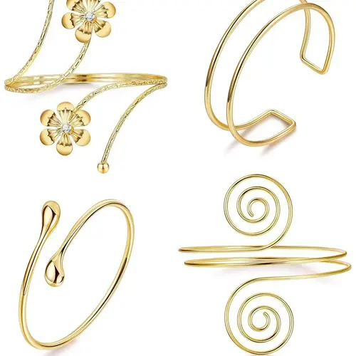 Women's Minimalist Adjustable Upper Arm Cuffs, Coiled Arm Band Bangles Set, Perfect for Everyday Wear, Stylish Accessory, Elegant Jewelry