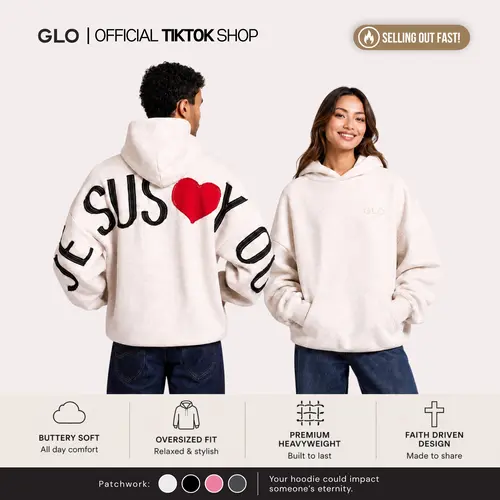 GLO Kingdom Essential Hoodie | Patchwork Collection | Christian Hoodie, Oversized Unisex Fit