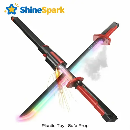 USB Rechargeable Lightsaber - Durable LED Fantasy Cyberpunk Interstellar Spark Battle Saber with Mist Effects, Gradient Polycarbonate, Unisex Pretend Play Kids Toy for Halloween, Ages 6+, Unique Cool Gifts (Rechargeable Battery Included)