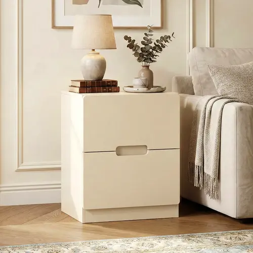 【SohoChic】RoyalCraft 2 Drawer Nightstand, Modern Bedside Table with Handless Design, Wood Side Table for Bedroom, Living Room, Hallway
