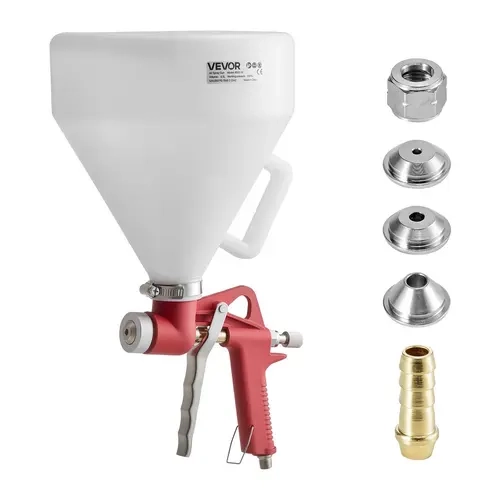 【toolupgrade】VEVOR Air Texture Spray Gun Paint Spraying Tool Power Tool, 1.45 Gal (4800ml) Wide-Mouth Refill Hopper Drywall Sprayer with 3 Texture Nozzles (3.5mm,6mm,8mm), Primer & Latex OK, Fewer Stops for Popcorn/Peel Applications
