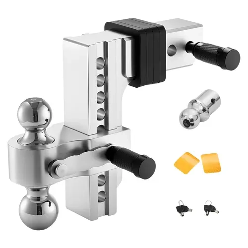 【toolupgrade】VEVOR Carbon Steel Adjustable Trailer Hitch Tri-Ball Mount, 8in Drop Height Adjust, 2.5in Hitch Receiver, 1-7/8in/2in/2-5/16in Balls, Anti-Theft Lock, Max 18500lbs Capacity Towing Arm for RVs & ATVs