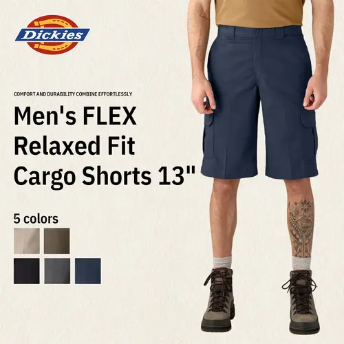 Dickies Men's FLEX Relaxed Fit Cargo Shorts, 13", Multiple Functional Pockets with Flap Design, Comfortable & Stylish