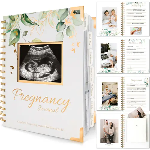 KeaBabies 90-Page Hardcover Ring-Bound Pregnancy Journal - First-Time Mom Emotions/Milestones/Planning Tool, Flower-Design On-The-Go Baby Keepsake, Mom-To-Be Maternity Baby Shower Gift Set