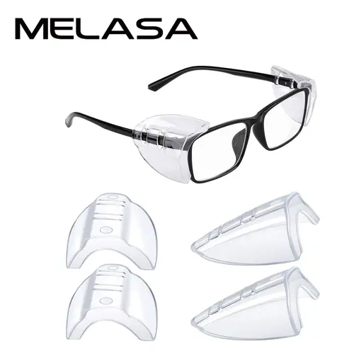 MELASA Prescription-Fit Slip-On Safety Glasses - 12mm Flexible TPU Polyurethane, Side Shields, Wind/Particulates Protection, Easy Care/Install, Eyeglasses Bracket Width Less Than 12 mm, Fits Small to Large Eyeglasses, for Cycling,Hiking