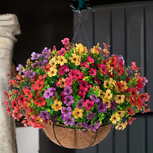 Artificial Flowers 6/12Pcs Set, UV Resistant Fake Flowers, Colorful Faux Bouquet, Home Garden Party Wedding Decor Halloween Christmas Gift
