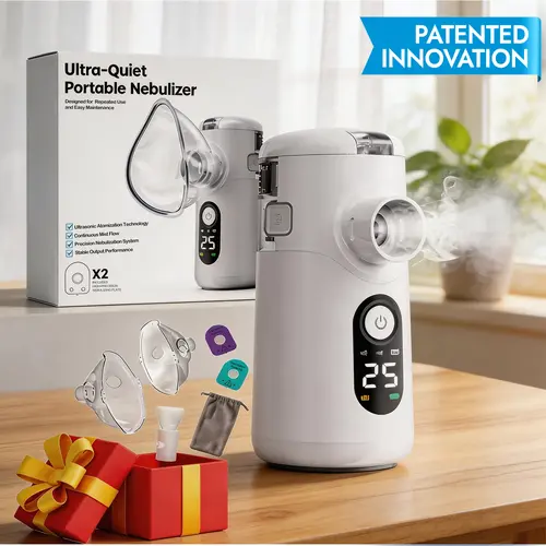 Mayluck Removable Lightweight Portable Battery-Powered Pocket-Size Travel Nebulizer - Ultra-Quiet Mesh Tech, LED Interface, Auto-Cleaning, Custom Modes, Efficient Misting, 2H Battery, Daily Care for Adults, Children, Home Use