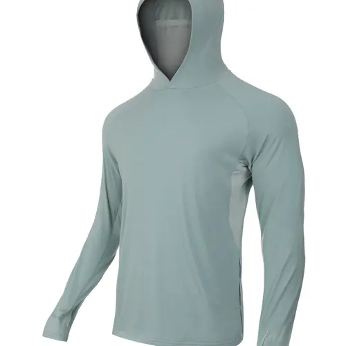 BAMBOO COOL Male UPF50+ Long-Sleeve Raglan Sleeves Hoodie - Soft, Breathable, 4-Way Stretch, Quick Dry Fabric, Athleisure Street Fit, UV Blocker, Hood Blocks Sun, Athletic Top for Fishing, Golf, Running, Longsleeves Hoodie