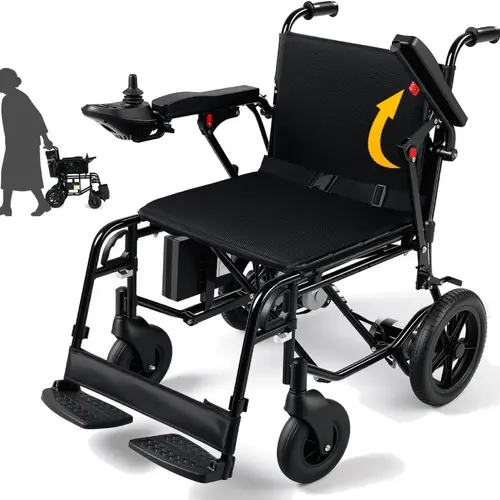 FDA Certified Foldable Battery Operated Wheelchair for Adults - 265 LBS Support, Dual 180W Peak-650W Motors, 240Wh Removable Airline-Approved Li Battery, 5-Speed Adjustable, Belted, Mesh, Metal, Grass & Curb Ready, Indoor-Outdoor Leisure Equipment