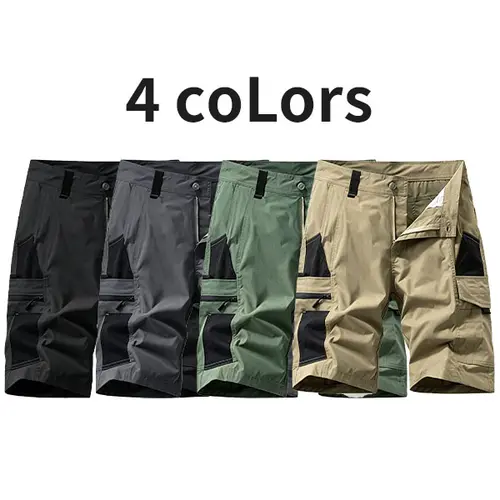 HOMUG Men’s 4-Pack Military-Inspired Cargo Shorts - Menswear, Wear-Resistant, Breathable Tactical Combat Wear with Multifunctional Mid-Length Side Pockets, Casual Bottoms for Spring Summer, Mix-And-Match Sets