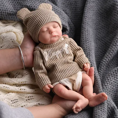 #familyfun BABESIDE 12/16-inch Reborn Baby Boy Full Silicone Body, Painted Hair, and Accessories Reborn Doll Set Suitable as Birthday Gift, Christmas Gift, Mother's Day Gift, or Collectible