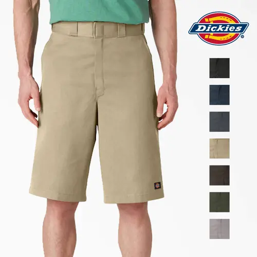 DICKIES Men's 42283 Loose Fit 13" Work Shorts Cellphone Pocket Casual Shorts Uniform Multi-Use Pocket Summer Knee Reinforced Mechanics Classic Fit Plain Workwear