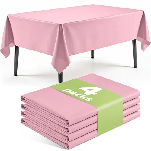 Disposable Universal Rectangle Plastic Tablecloth (4-6 Pack) - Outdoor Furniture Accessory, Durable Plastic Decor, Leakproof, Sturdy, Easy to Clean Up, 4-6 Pack Coverage, for Family Birthday, Bachelorette Party