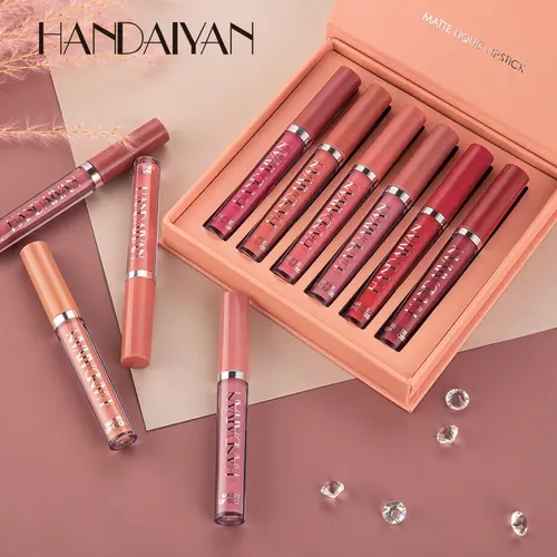 Handaiyan Women's 6-Piece Lip Combo Gift Sets, Matte Liquid Lipstick, 24H Transfer-Proof, Long-Lasting, Smooth, Moisture-Rich, Hydrating, Non-Sticky, Waterproof, Cruelty-Free Beauty Makeup for Daily & Special Occasions