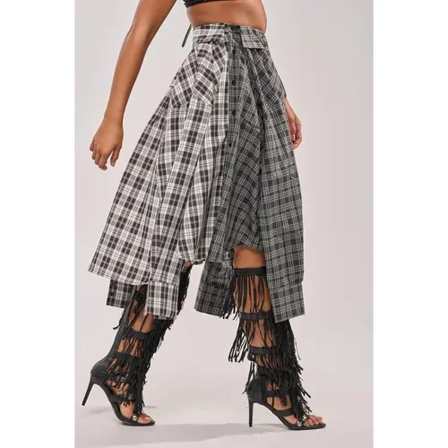 FALL VIBES PLAID MIDI SKIRT