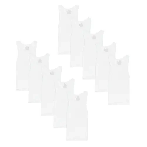 Hanes Boys' Undershirt Tank Top Pack, 10-Pack, Moisture-Wicking