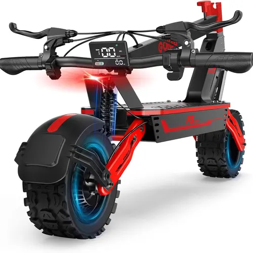 All Terrain Electric Scooter, 1500W Powerful Motor, 52V/20Ah Battery, Up to 34 MPH, 43 Miles Long Range,   Dual Shock Absorption, Front & Rear Disc Brakes ,11" Anti-Slip Off-Road Tires,   3-Second Folding Design, Folding Commuter Scooter