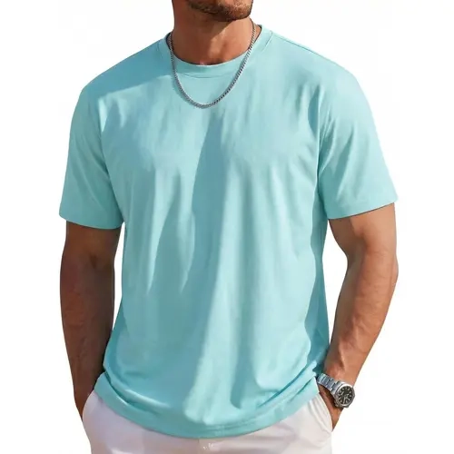 MAGCOMSEN Menswear Basic Plain Men's UPF 80+ Sun Protection Short Sleeve Crew Neck Tshirt - Pure Polyester, Smooth, Stretchy, Moisture-Wicking, Breathable, Fitted Cut, Easy to Style, for Outdoor Hiking, Fishing