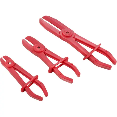 Hose Clamp Flexible Line Pliers Set Soft Pipe Tube Pinch Plier Tool 3PCS Red Kit for Brake Hoses Fuel Hose Water Lines Gas Line Coolant Hose Radiator Hose Effective Length 3/4" 1-1/2" 3-1/8"
