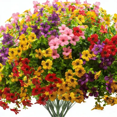 Mixed Color UV Resistant Artificial Flowers 6/12/24 Pcs, Halloween Outdoor Indoor Fake Flowers for Home Garden Yard Wedding Party Decoration