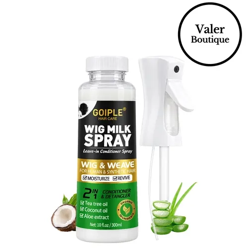Goiple Continuous Fine Mist Spray Pump Wig Milk Spray 10 fl oz Leave-In Conditioner Spray for Synthetic Hair, Hydrates & Replenishes Haircare Moisturizing Tea Tree Coconut Aloe