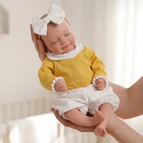 BABESIDE Lifelike Newborn Silicone Doll - 12/16-in Full Silicone Body, Painted Hair, Realistic Sleeping Pose, Posable Soft Doll, Collector’s Item, Ideal Gift for Girls (Toys & Hobbies, Dolls & Stuffed Toys), Lifelike Newborn Doll