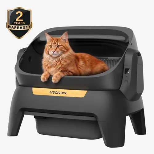 Meowant XXXL Automatic Litter Box, Extra Large Open-Top Self-Cleaning Tray for Multi-Cat Homes with APP Control, Infrared Scanning, Anti-Pinch Feature, 12L Waste Bin and Odor Control, Automatic Litter Boxes,back to school