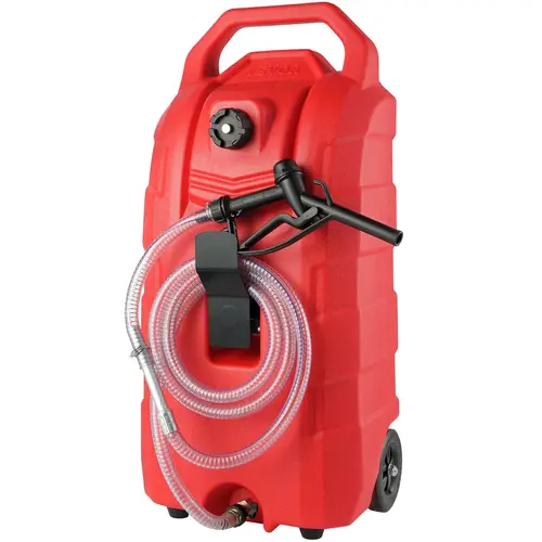 VEVOR 16-Gallon Anti-Leakage Portable Fuel Caddy, 7.8 L/min Fuel Transfer Tank with Nozzle, 6-Inch Rubber Wheels, Metal Organiser & Ball Valve Gas Tools for Clean Automotive Maintenance, Fits Trucks or Sheds