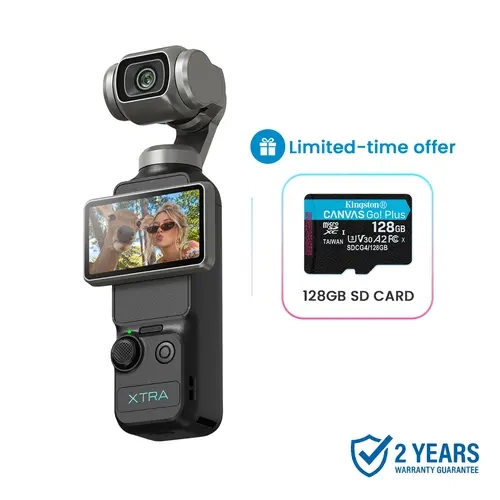 Xtra Muse Vlogging Travel Camcorder - 1'' CMOS Sensor, 4K/120fps MP4 Video Recording Gear, 3-Axis Gimbal Stabilizer, Fast Focus, Face/Object Tracking, LCD Screen, Auto Mode, Digital Zoom, Portable Multifunction HD Photo Video Camera