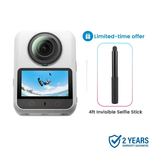 Xtra 360 360-Degree Action Sports Camera - 8K Panoramic HD Video Camera, 1in Sensor Equivalent, 100MP High Resolution Video Recorder, Waterproof, 105GB Built-In Memory, Micro SD Support, Bullet Time, Magnetic, Broad Compatibility, Vlogging Device