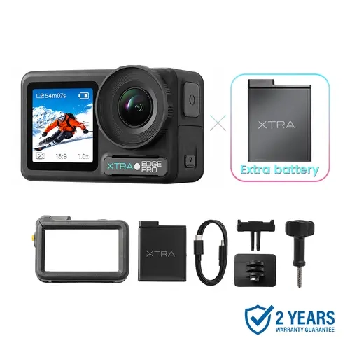 Xtra Edge Pro 4K Action Camera - 1/1.3" Sensor, Night View Function, Portable Sports Waterproof Digital Camera for Bicycle HD Video Use, Portable Sports Camera