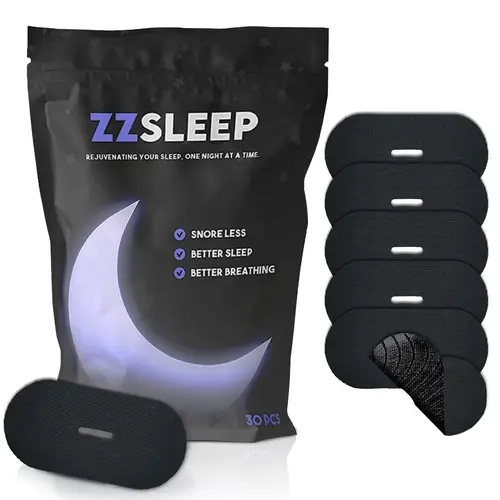ZZSleep Tape - (30 Strips) Breathable Mouth Tape for Rest & Recovery. Prevents Snoring and Improves Nasal Oxygen Intake. Soft Medical Grade, Hypoallergenic, Gentle Adhesion, Latex Free