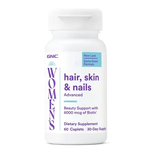 GNC Women's Hair, Skin & Nails Beauty Capsules - Vanilla, Gluten-Free, Antioxidant-Infused, Nutrient-Rich Hair Support Supplement, 60 Caps, 30 Servings