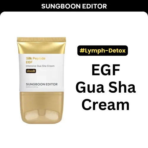 [Sungboon] EGF Lymph-Detox Gua Sha Cream | Instant De-Puff & Sculpted Jawline | Dual-Ridged Massage Head for Lymph Drainage | EGF & Hexapeptide-8 | Silk Peptide Moisture Cream | Korean Skincare, K-Beauty
