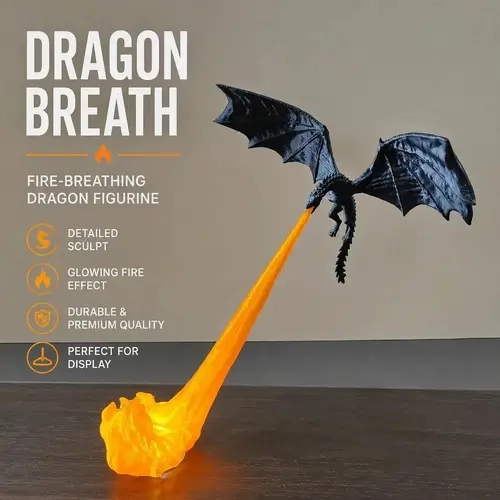 Dragon Bookshelf Nook Light, 3D Printed Fire-Breathing Fantasy Shelf Decor