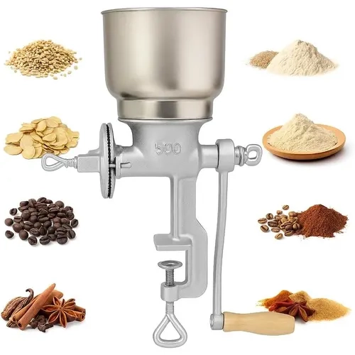 Winado Heavy-Duty Cast Iron Manual Crank Grain Grinder for Home Use, Clamp Base, Adjustable Coarseness for Corn, Coffee, Wheat, Rice, Pepper, Nuts, Manual Crank Coffee Grinders