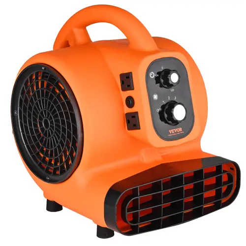 VEVOR Corded Multifunctional Jet Dry Blower, 1/4 HP 1000 CFM Max Commercial Air Mover, Plastic Body, 115V Series Hookup, Timer, 4 Adjustable Blowing Angles, Space-Saving Portable Power Cord Dryer, Cooling, ETL Listed, for Floor Drying, Janitorial Use