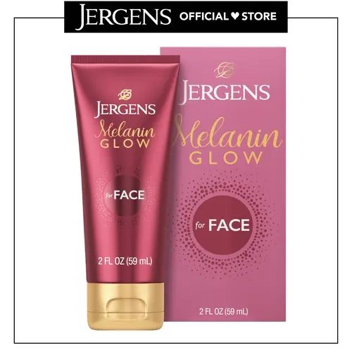 Jergens Melanin Glow Facial Glow Enhancer, Luminizer and Moisturizer, with Hyaluronic Acid