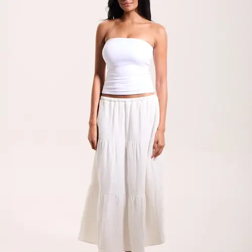 Tiered Cotton Maxi Skirt