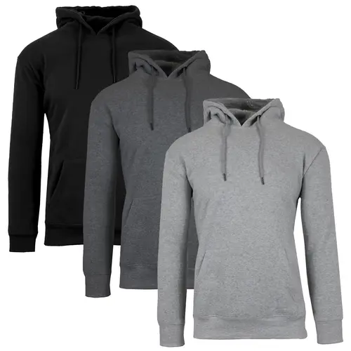 Men's 3 Pack Heavyweight Fleece Lined Zip & Pullover Hoodies Menswear Plain